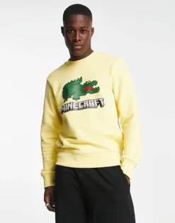 Lacoste X Minecraft Logo Sweatshirt In Yellow For Men -Clothes Fashion Store 202097372 1 yellow 1