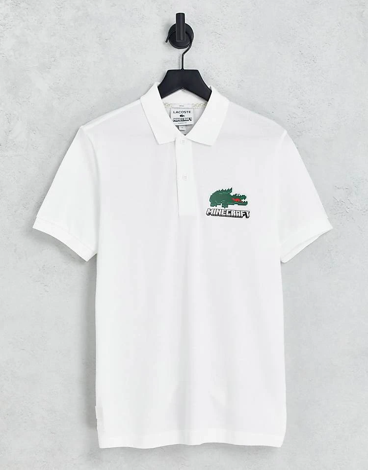 Lacoste X Minecraft Polo Shirt In White For Men 1 Lacoste X Minecraft Polo Shirt In White For Men
