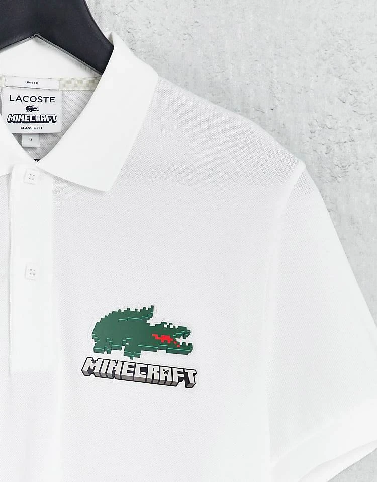 Lacoste X Minecraft Polo Shirt In White For Men 3 Lacoste X Minecraft Polo Shirt In White For Men - Image 3