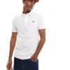 Lacoste Slim Fit Pique Polo In White For Men