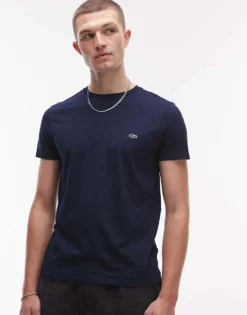 Lacoste Logo Pima Cotton T-shirt In Navy For Men