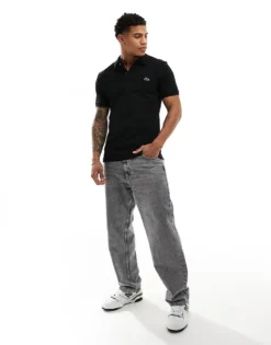 Lacoste Slim Fit Pique Polo In Black For Men -Clothes Fashion Store 203441071 4
