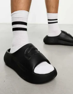 Lacoste Serve 3.0 XL Sliders In Black For Men -Clothes Fashion Store 204376186 3