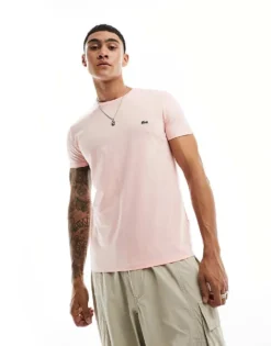 Lacoste Logo T-shirt In Light Pink For Men -Clothes Fashion Store 205105713 1 pink 1