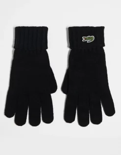 Lacoste Essentials Wool Gloves In Black For Unisex