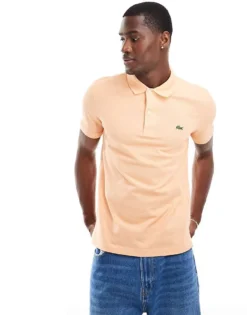 Lacoste Logo Polo Shirt In Orange For Men