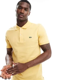 Lacoste Logo Polo Shirt In Yellow For Men