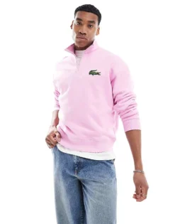 Lacoste Loose Fit High Neck Fleece Sweatshirt For Men White -Clothes Fashion Store 205784393 1 white 1