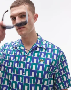 Lacoste Print Shirt In Green For Men -Clothes Fashion Store 205784462 3