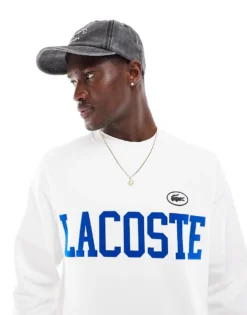 Lacoste Unisex Large Branded Sweatshirt In White For Men 9 Lacoste Unisex Large Branded Sweatshirt In White For Men -Clothes Fashion Store 205784581 1 white 1