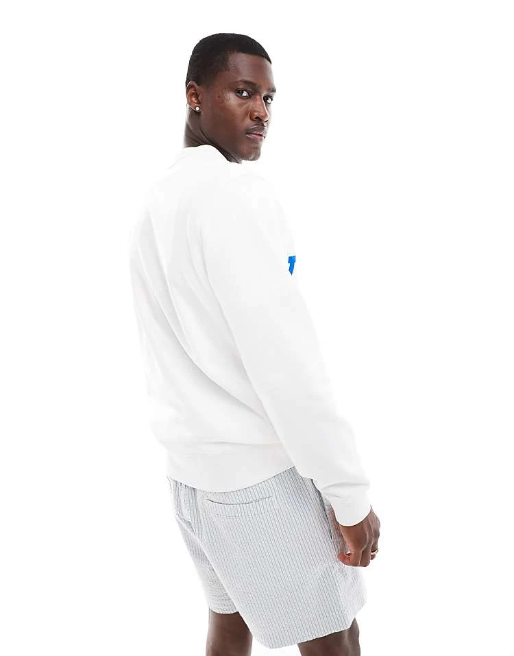 Lacoste Unisex Large Branded Sweatshirt In White For Men 4 Lacoste Unisex Large Branded Sweatshirt In White For Men - Image 4