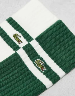 Lacoste 2 Pack Tipped Ankle Socks In White/green For Men -Clothes Fashion Store 205784684 3