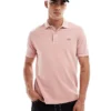 Lacoste Washed Polo Shirt With Tonal Logo In Pink For Men