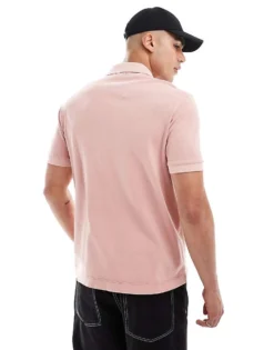 Lacoste Washed Polo Shirt With Tonal Logo In Pink For Men -Clothes Fashion Store 205784689 3