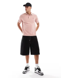 Lacoste Washed Polo Shirt With Tonal Logo In Pink For Men -Clothes Fashion Store 205784689 4