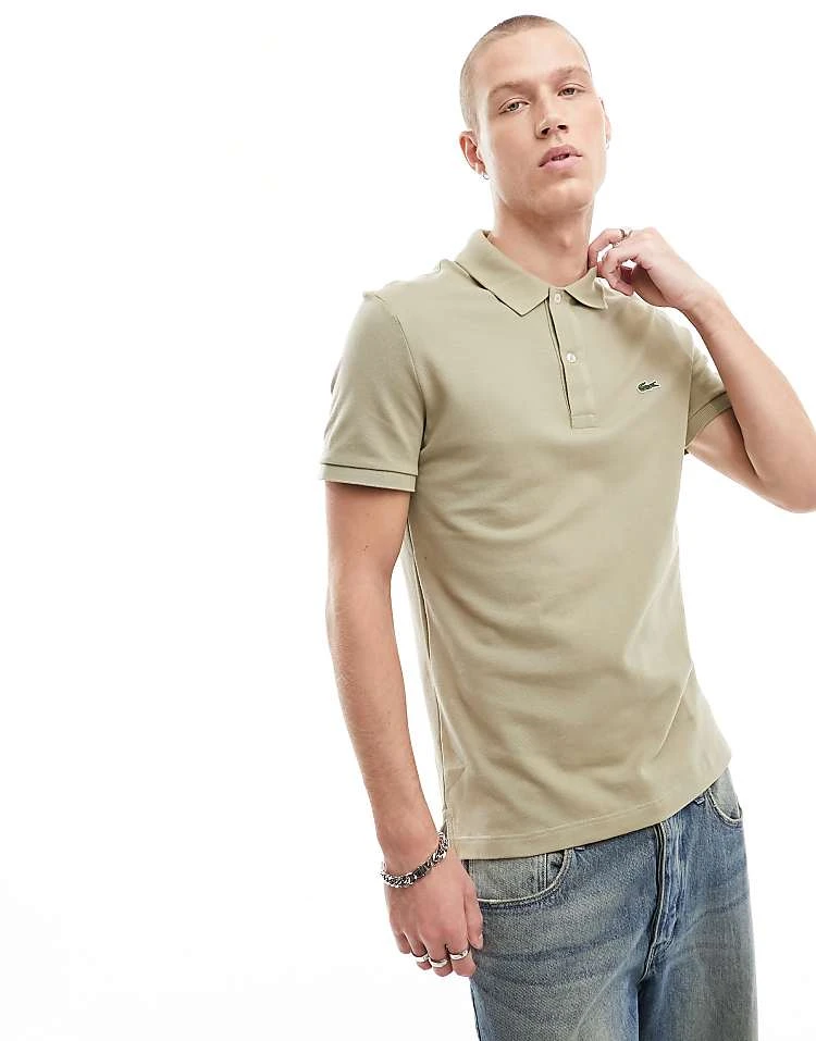 Lacoste Logo Polo Shirt In Beige For Men 1 Lacoste Logo Polo Shirt In Beige For Men