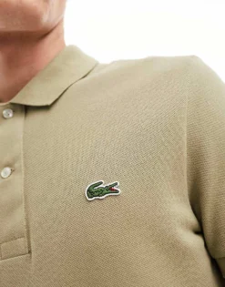 Lacoste Logo Polo Shirt In Beige For Men 7 Lacoste Logo Polo Shirt In Beige For Men -Clothes Fashion Store 205784773 3