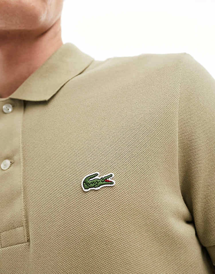 Lacoste Logo Polo Shirt In Beige For Men 3 Lacoste Logo Polo Shirt In Beige For Men - Image 3