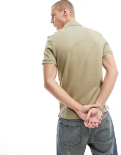 Lacoste Logo Polo Shirt In Beige For Men 8 Lacoste Logo Polo Shirt In Beige For Men -Clothes Fashion Store 205784773 4