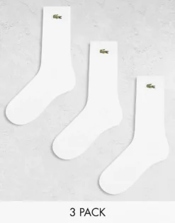 Lacoste 3 Pack Logo Ankle Socks In White For Men -Clothes Fashion Store 205784814 1 white 1