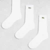 Lacoste 3 Pack Logo Ankle Socks In White For Men