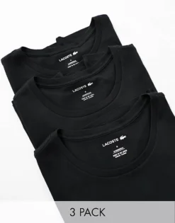Lacoste 3 Pack Tshirts In Black For Men