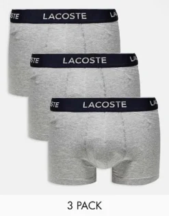 Lacoste Essentials 3 Pack Trunks In Grey For Men -Clothes Fashion Store 206112461 1 grey 1