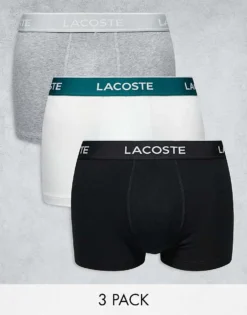 Lacoste Essentials 3 Pack Trunks In Multi For Men