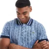 Lacoste Monogram Polo Shirt In Blue For Men Mid Blue