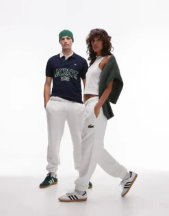 Lacoste Logo Sweatpants In White For Unisex