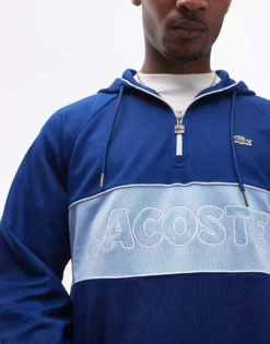 Lacoste Half Zip Hoodie In Navy For Men -Clothes Fashion Store 206989452 4