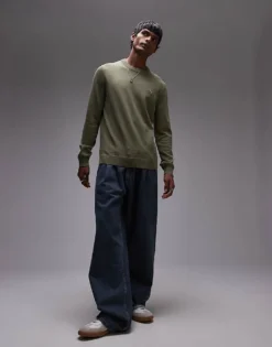 Lacoste Knit Jumper In Kahki For Men Khaki -Clothes Fashion Store 206989465 4