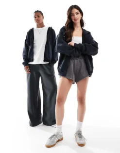 Lacoste Unisex Zip Hoodie In Washed Black For Unisex -Clothes Fashion Store 206989466 4