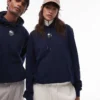 Lacoste Front Logo Hoodie In Navy For Unisex
