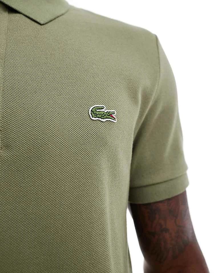 Lacoste Slim Fit Logo Pique Polo In Khaki For Men 2 Lacoste Slim Fit Logo Pique Polo In Khaki For Men - Image 2