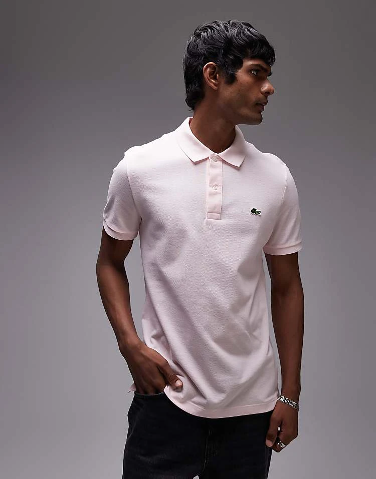 Lacoste Slim Fit Logo Pique Polo In Pink For Men 1 Lacoste Slim Fit Logo Pique Polo In Pink For Men