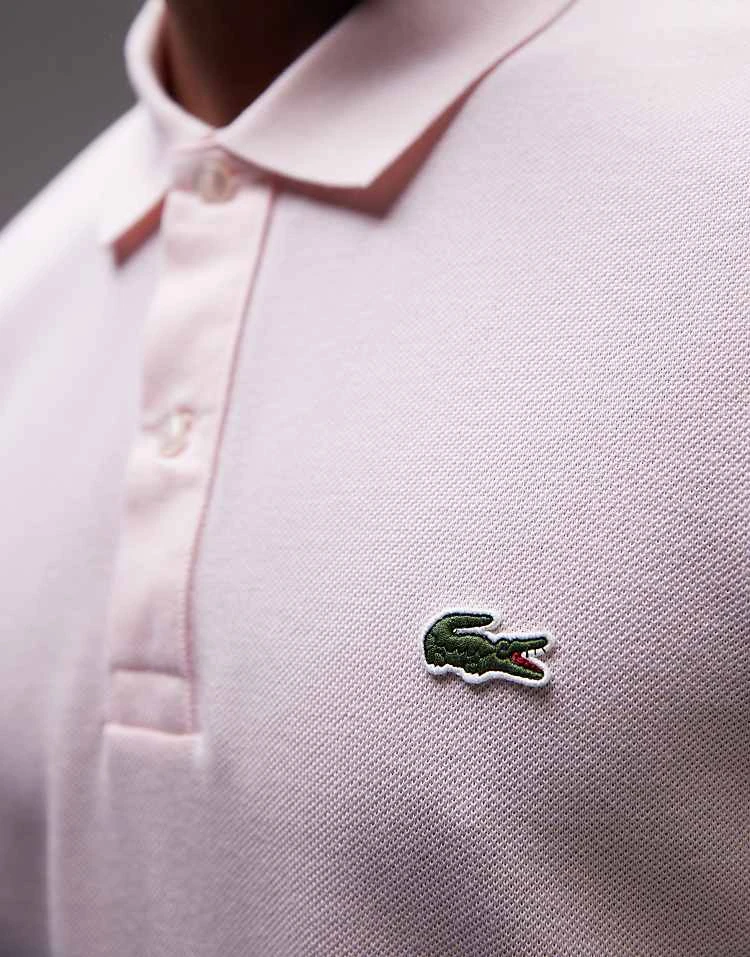Lacoste Slim Fit Logo Pique Polo In Pink For Men 3 Lacoste Slim Fit Logo Pique Polo In Pink For Men - Image 3