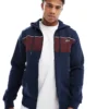 Lacoste Zip Hoodie Colour Block In Navy For Men