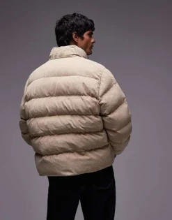 Lacoste Padded Cord Puffer Jacket In Beige For Men -Clothes Fashion Store 206989602 4