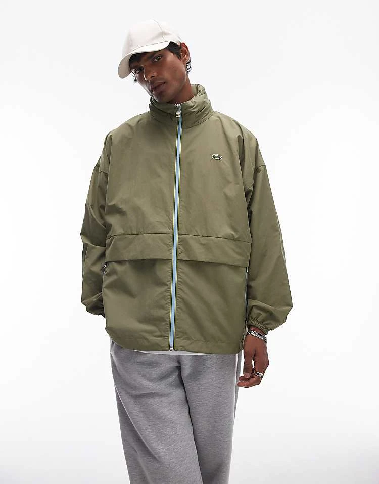Lacoste Zip Up Track Jacket In Khaki For Men 1 Lacoste Zip Up Track Jacket In Khaki For Men