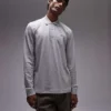 Lacoste Long Sleeve Pique Polo In Greymarl For Men