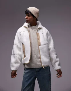 Lacoste Zip Fleece Jacket In White For Men -Clothes Fashion Store 206989728 1 white 1