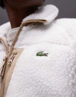 Lacoste Zip Fleece Jacket In White For Men -Clothes Fashion Store 206989728 4