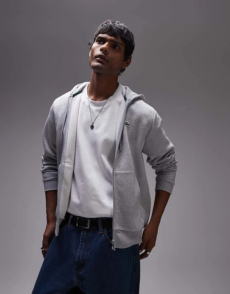 Lacoste Zip Up Hoodie In Grey For Men 4 Lacoste Zip Up Hoodie In Grey For Men - Image 4