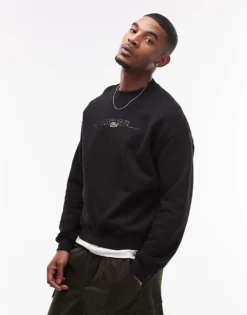 Lacoste Front Logo Sweatshirt In Black For Men