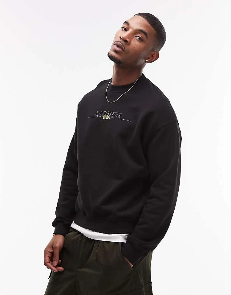 Lacoste Front Logo Sweatshirt In Black For Men 1 Lacoste Front Logo Sweatshirt In Black For Men
