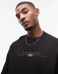 Lacoste Front Logo Sweatshirt In Black For Men 8 Lacoste Front Logo Sweatshirt In Black For Men -Clothes Fashion Store 206989763 4