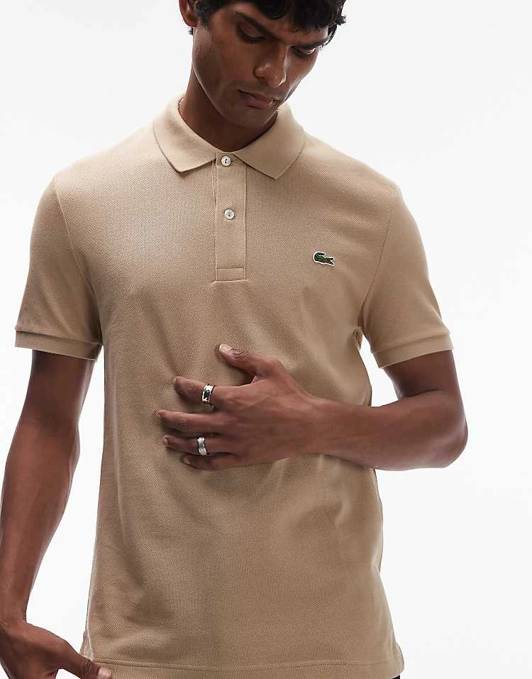 Lacoste Slim Fit Logo Pique Polo In Beige For Men 5 Lacoste Slim Fit Logo Pique Polo In Beige For Men - Image 5