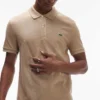 Lacoste Slim Fit Logo Pique Polo In Beige For Men