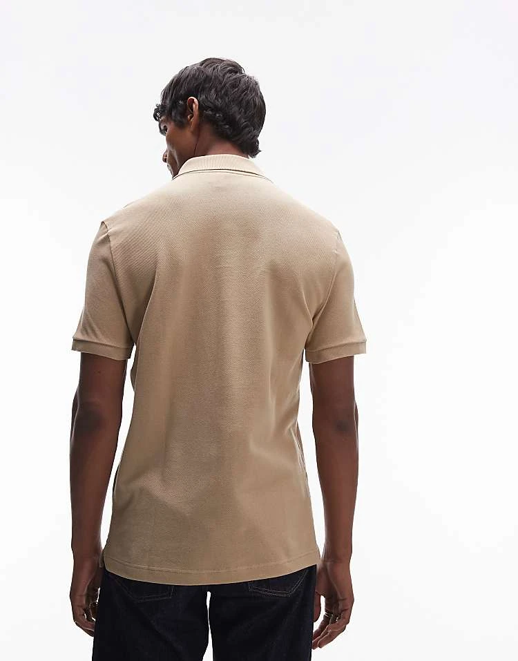 Lacoste Slim Fit Logo Pique Polo In Beige For Men 2 Lacoste Slim Fit Logo Pique Polo In Beige For Men - Image 2